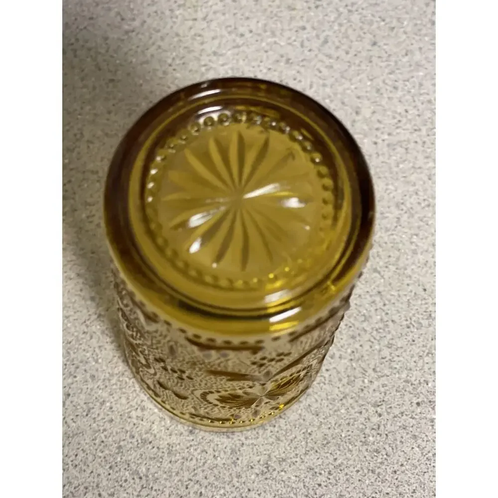 1 Vintage Brockway Glass American Concord Amber Water Glass Goblet Tumbler‎ 8oz